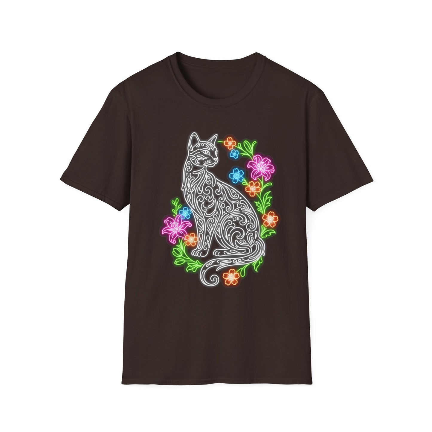 Neon Floral Feline Tee