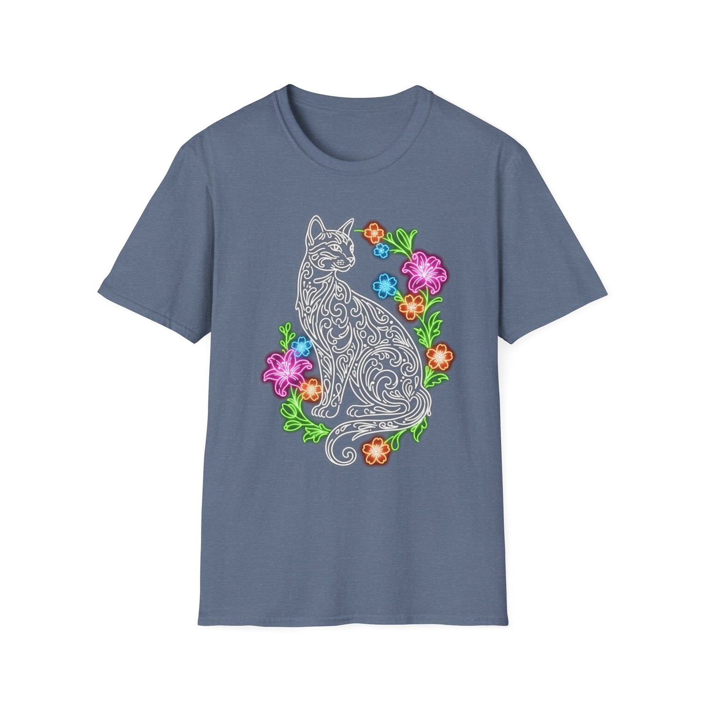 Neon Floral Feline Tee