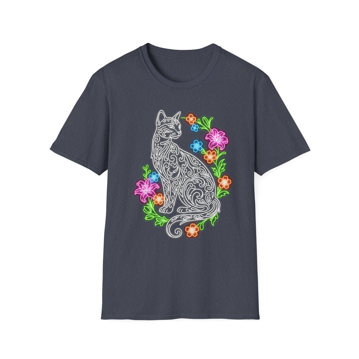 Neon Floral Feline Tee