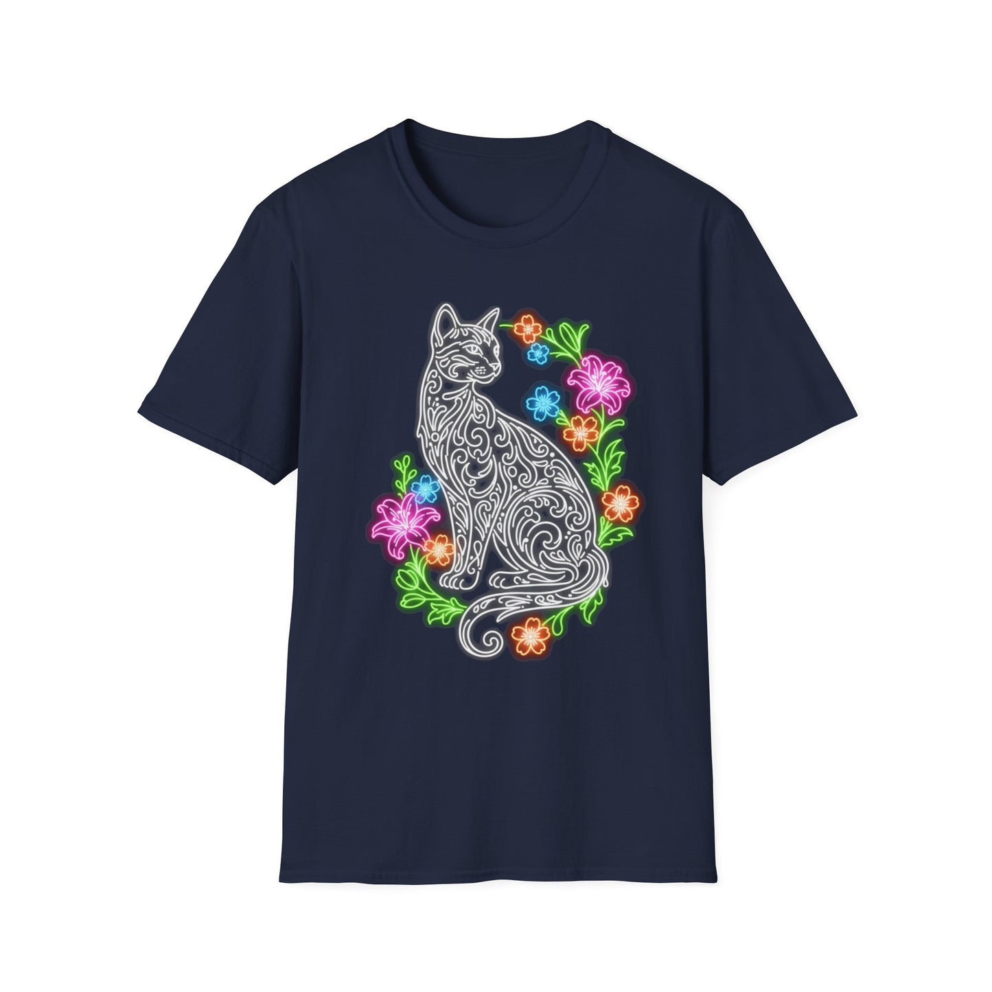 Neon Floral Feline Tee