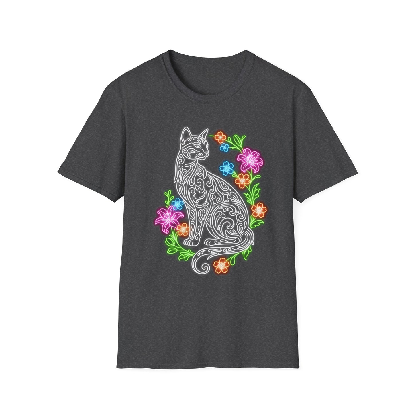 Neon Floral Feline Tee