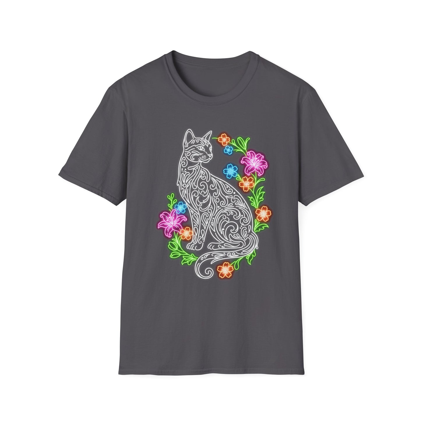 Neon Floral Feline Tee