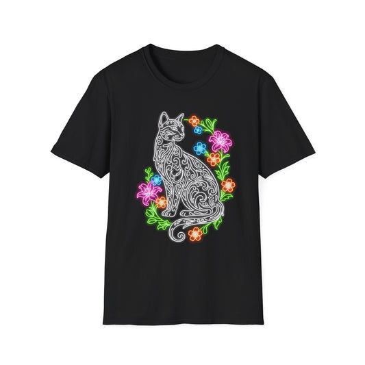 Neon Floral Feline Tee
